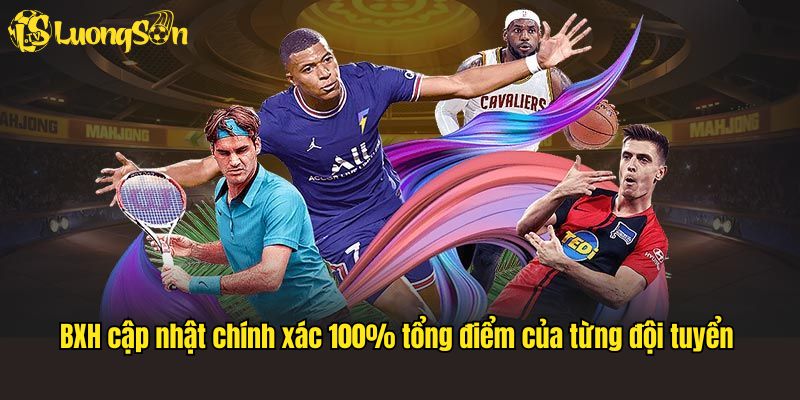 BXH Luongson TV cập nhật chính xác 100% tổng điểm của từng đội tuyển