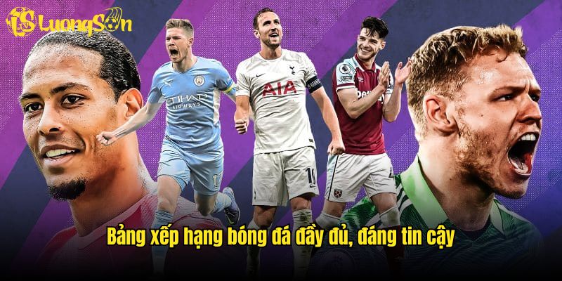 Bảng xếp hạng bóng đá đầy đủ, đáng tin cậy