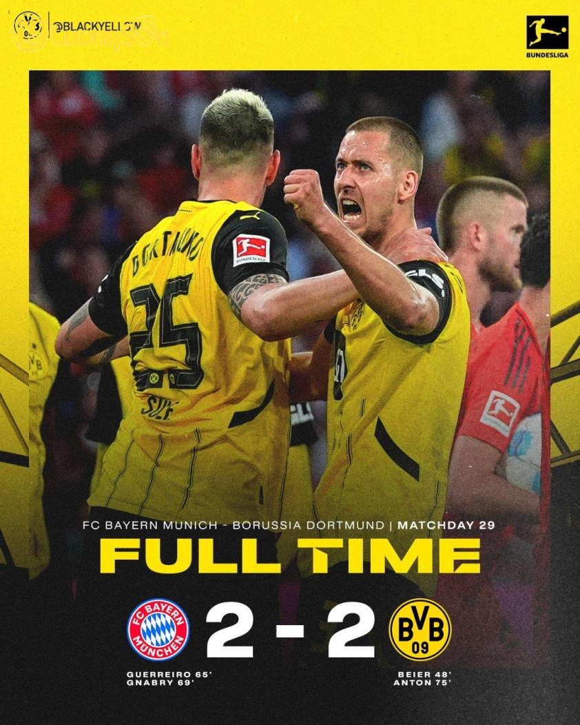 Bayern Munich và Dortmund chia điểm với màn rượt đuổi kịch tính Bayern Munich và Dortmund chia điểm với màn rượt đuổi kịch tính